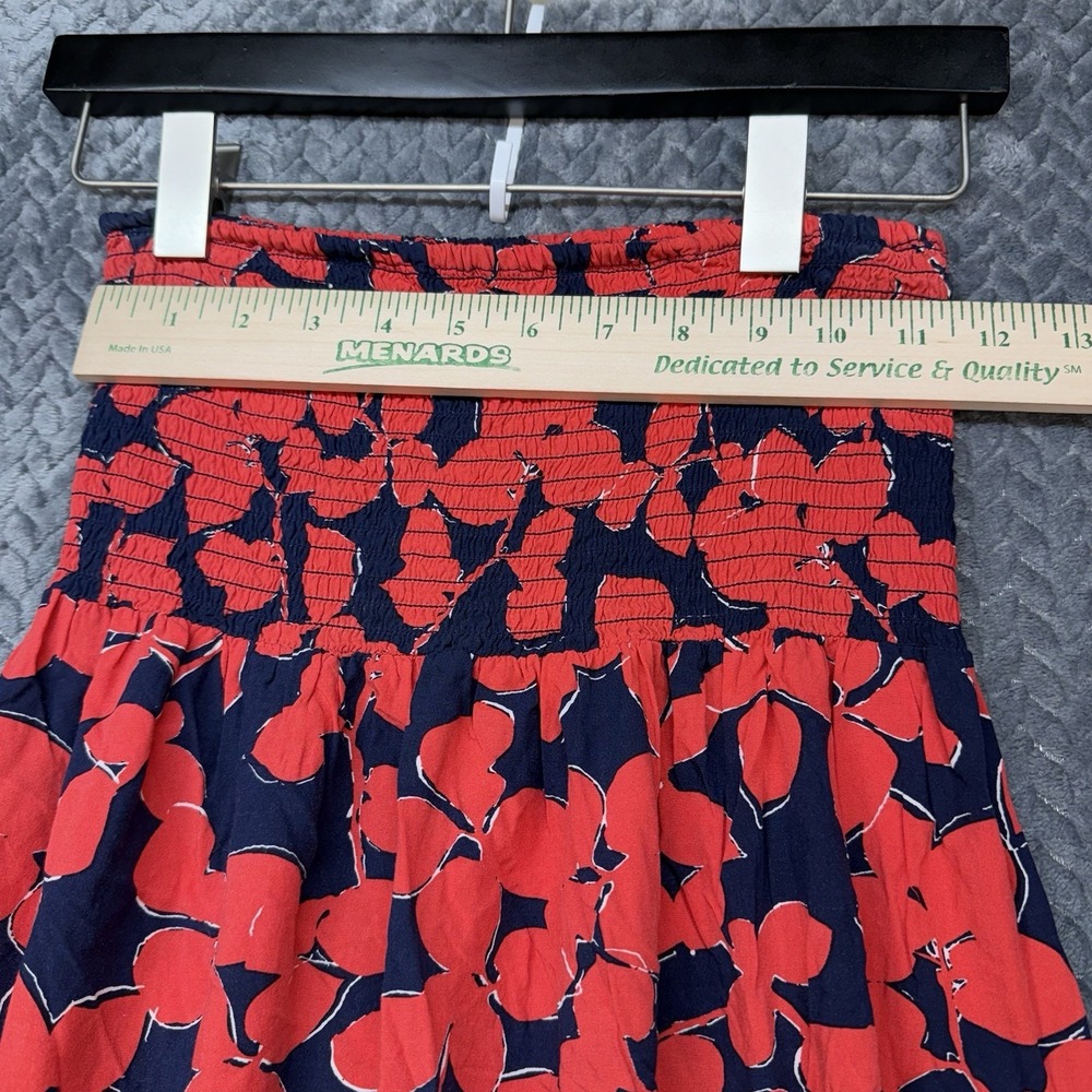 Gap Women's Strapless‎ Maxi Dress Small Red Floral Smocked Boho Beach Swim Cover - Picture 10 of 12